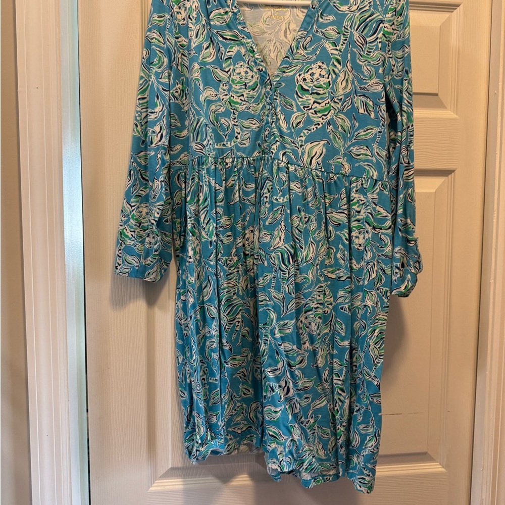 Lilly Pulitzer Blue and White Long Sleeve Dress